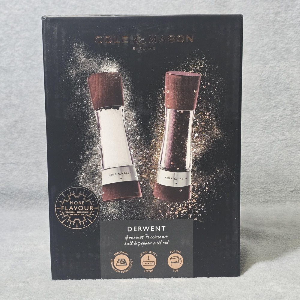 Cole & Mason Derwent Gourmet Precision Salt Pepper Mill Set Brown Wood Medium